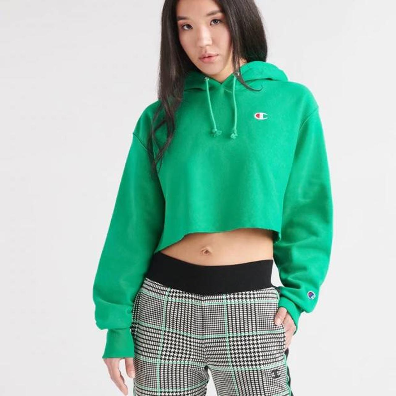 cropped green champion hoodie