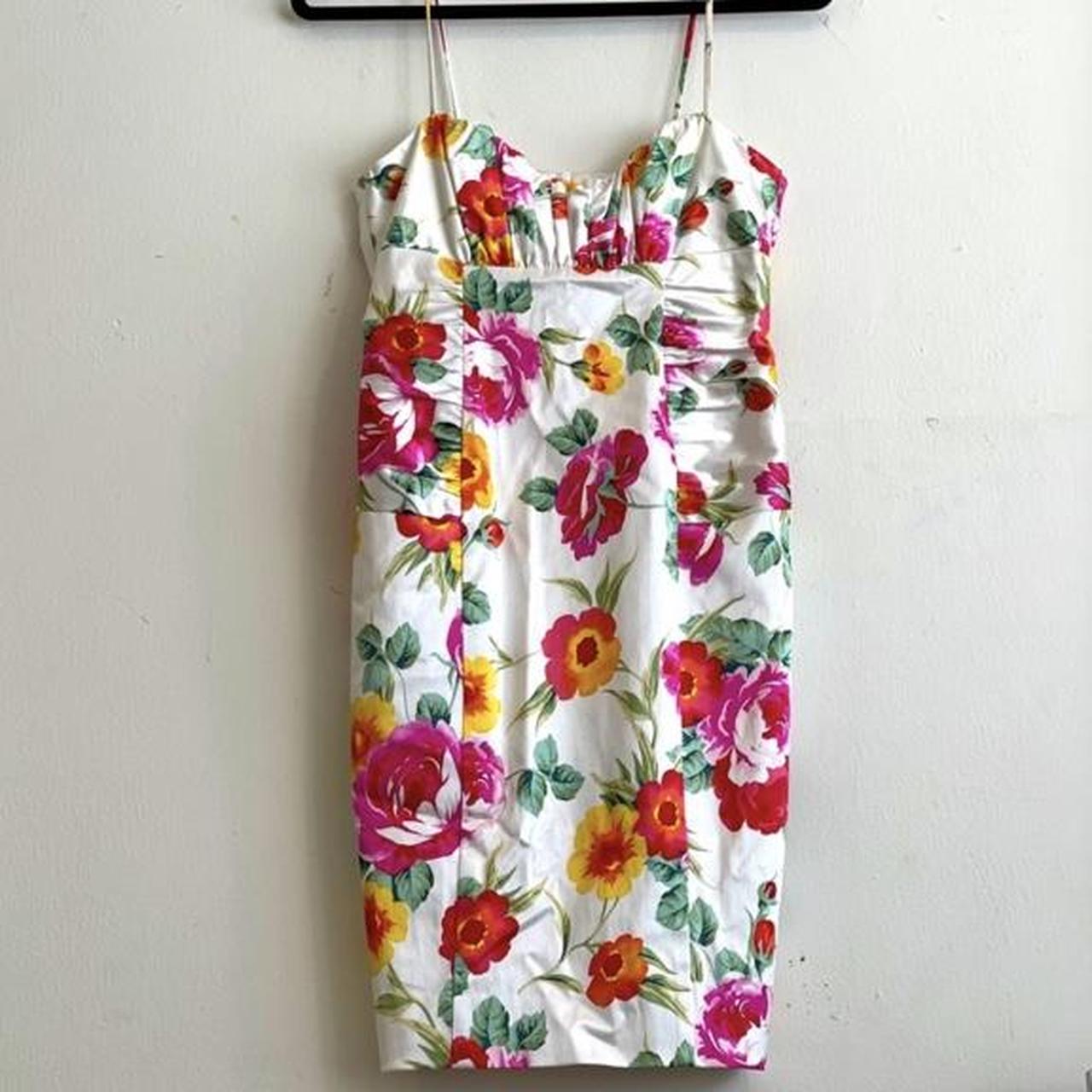 David Meister White floral gorgeous sheath dress... - Depop