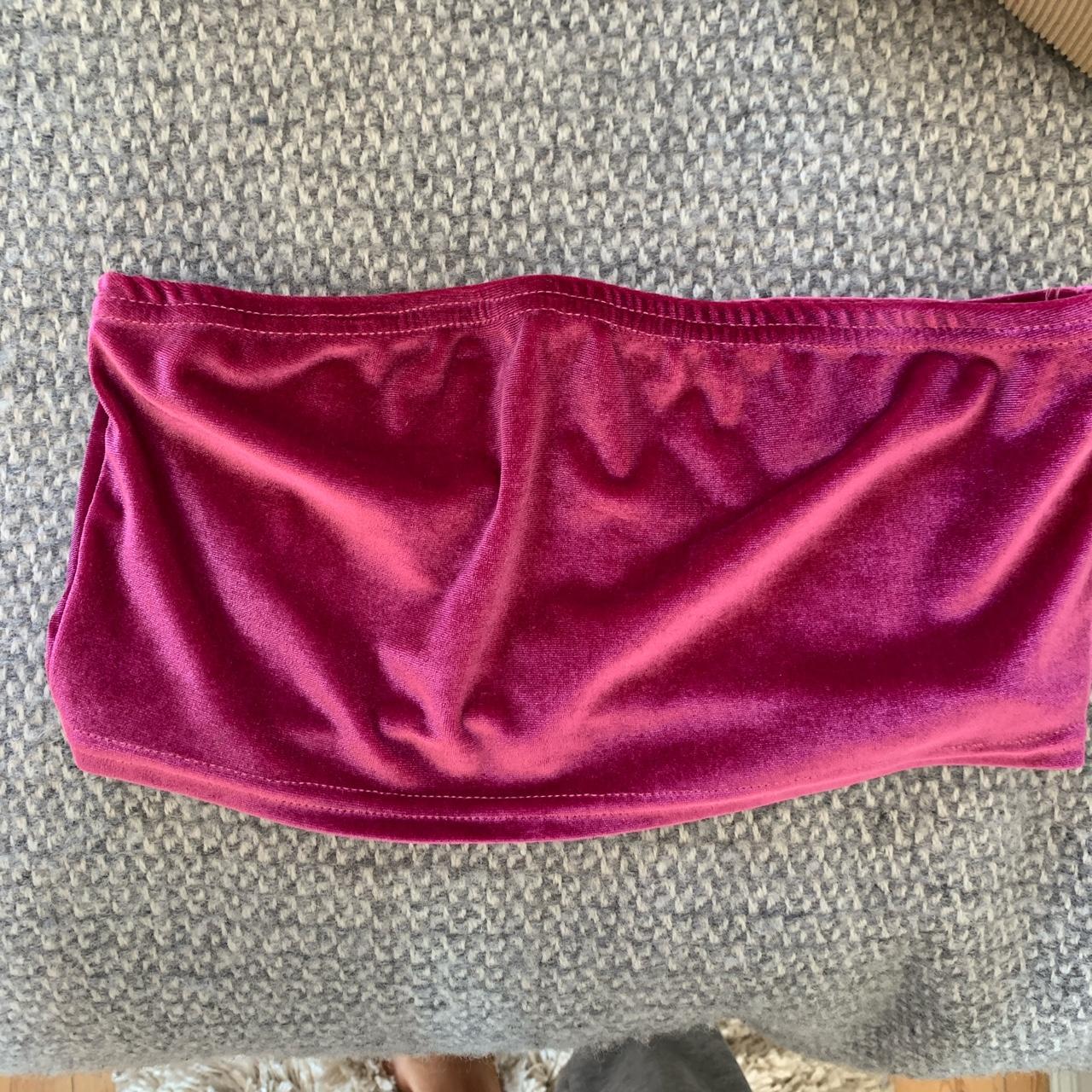 Pink purple velvet boob tube bandeau top Size 10 - Depop