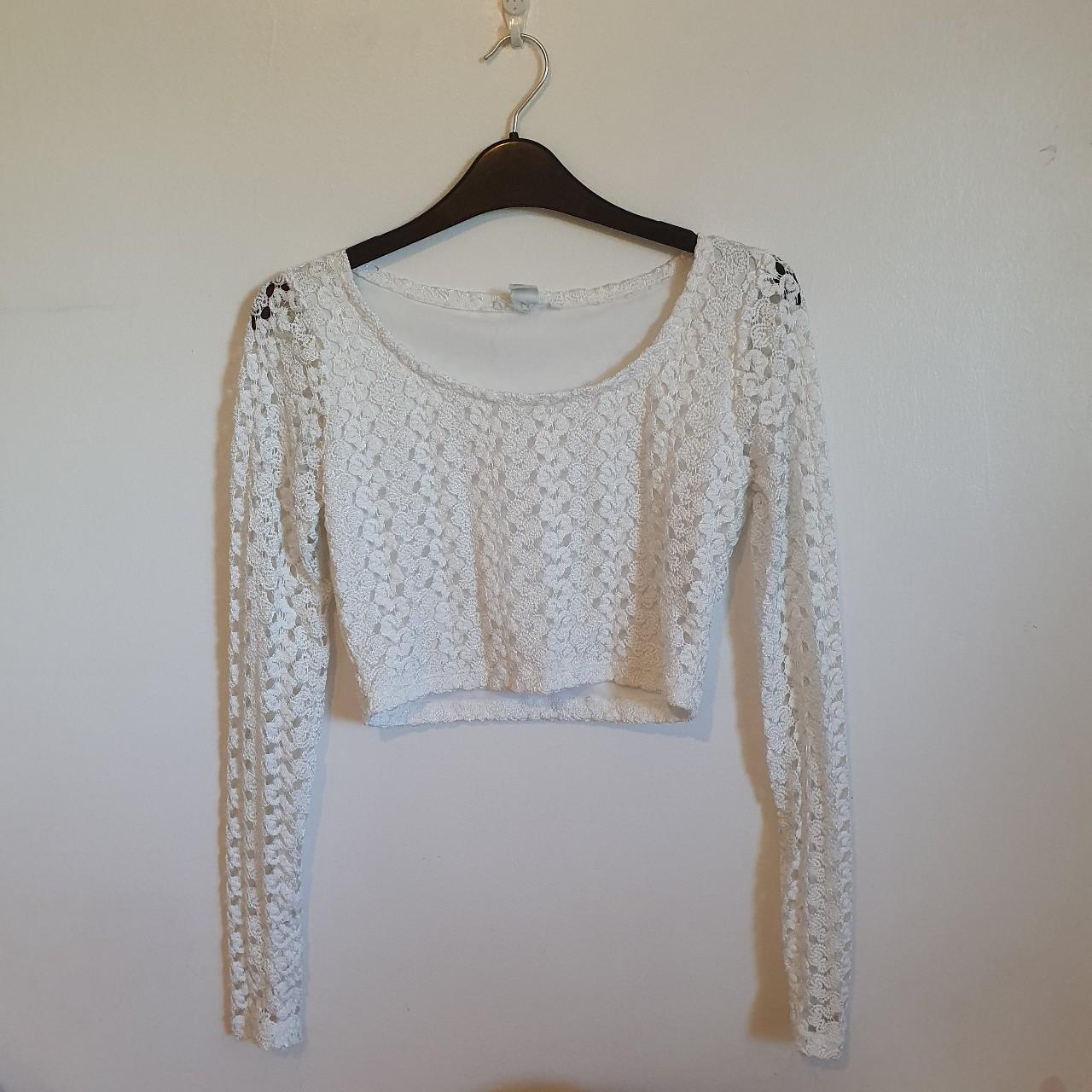 Gorgeous white lace crop top from forever 21. Size... | Depop, image size:1280x1280
