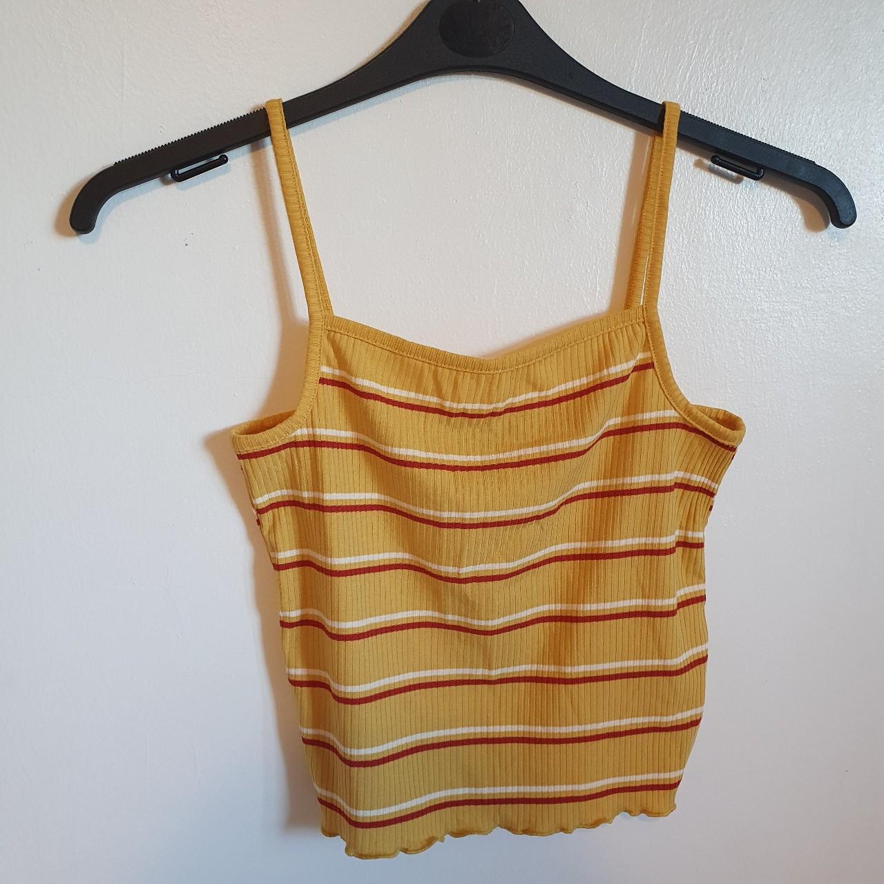 Brand new with tags mustard striped crop top vest.... - Depop
