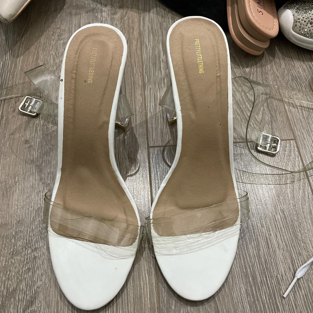 White Perspex heels from plt - Depop