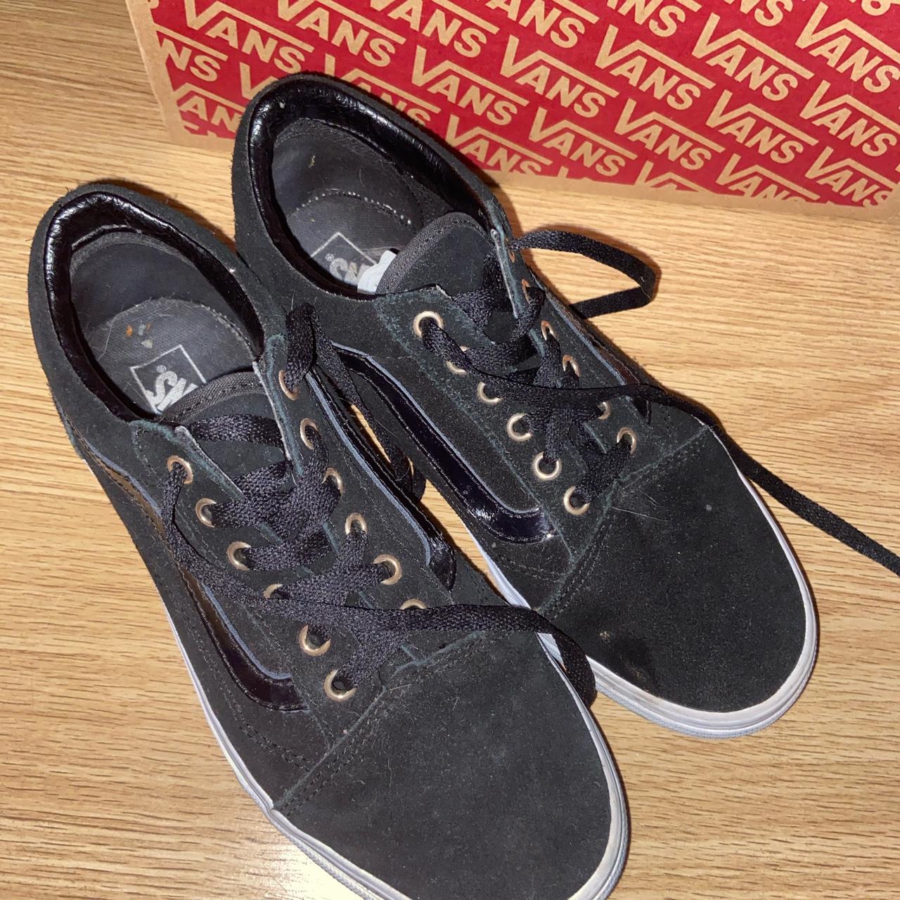 Black mono olds sKool vans Size 5 Been worn... - Depop