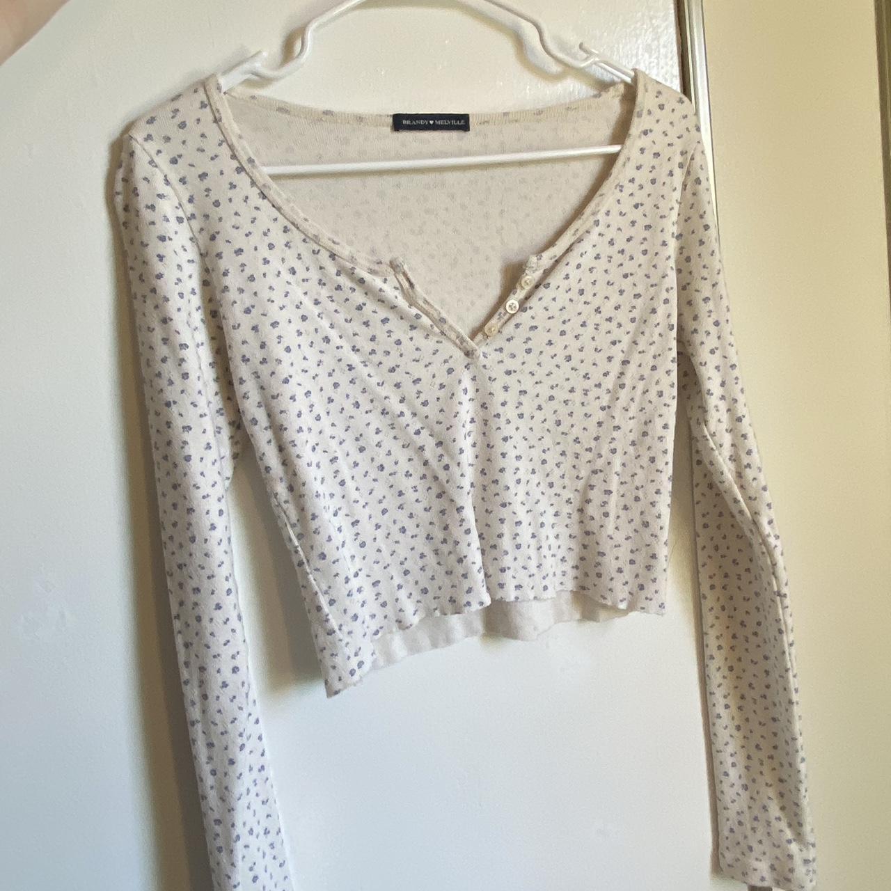 White floral brandy Melville long sleeve. This top... Depop