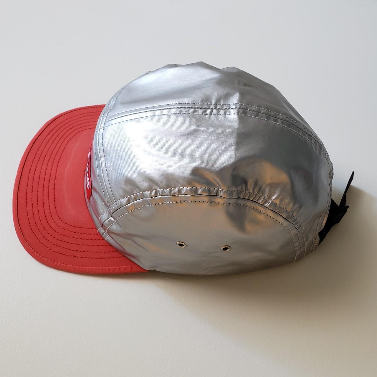 Red Supreme Metallic Camp 5 Panel Hat Check pictures - Depop