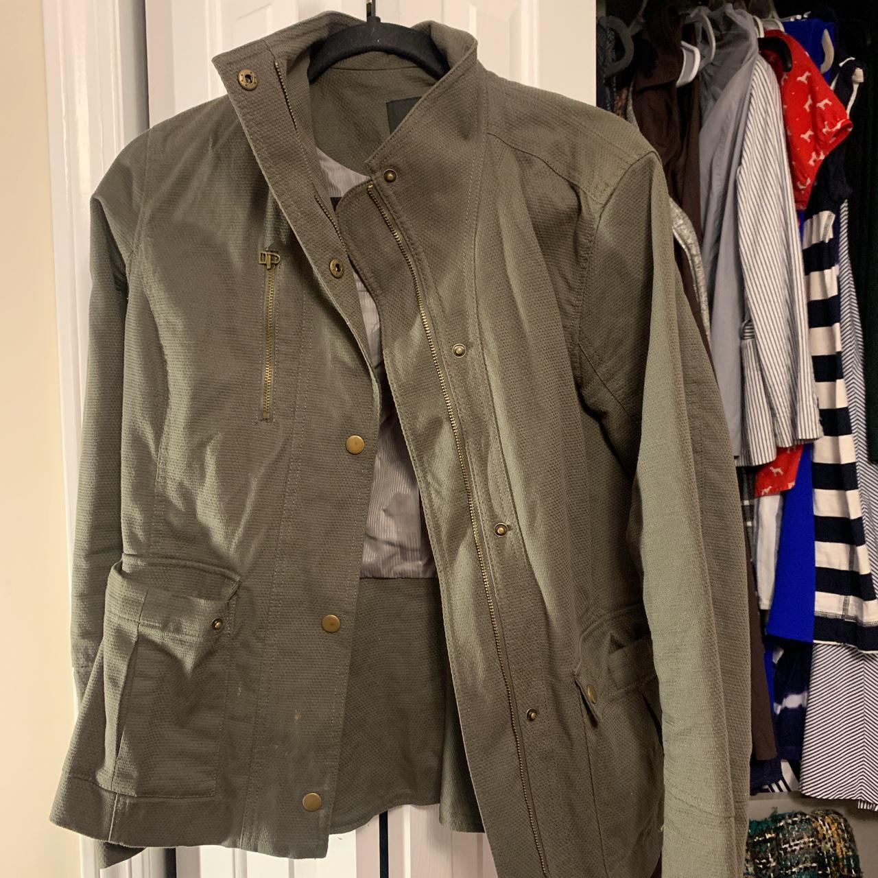 Banana Republic dark green moto jacket - Depop