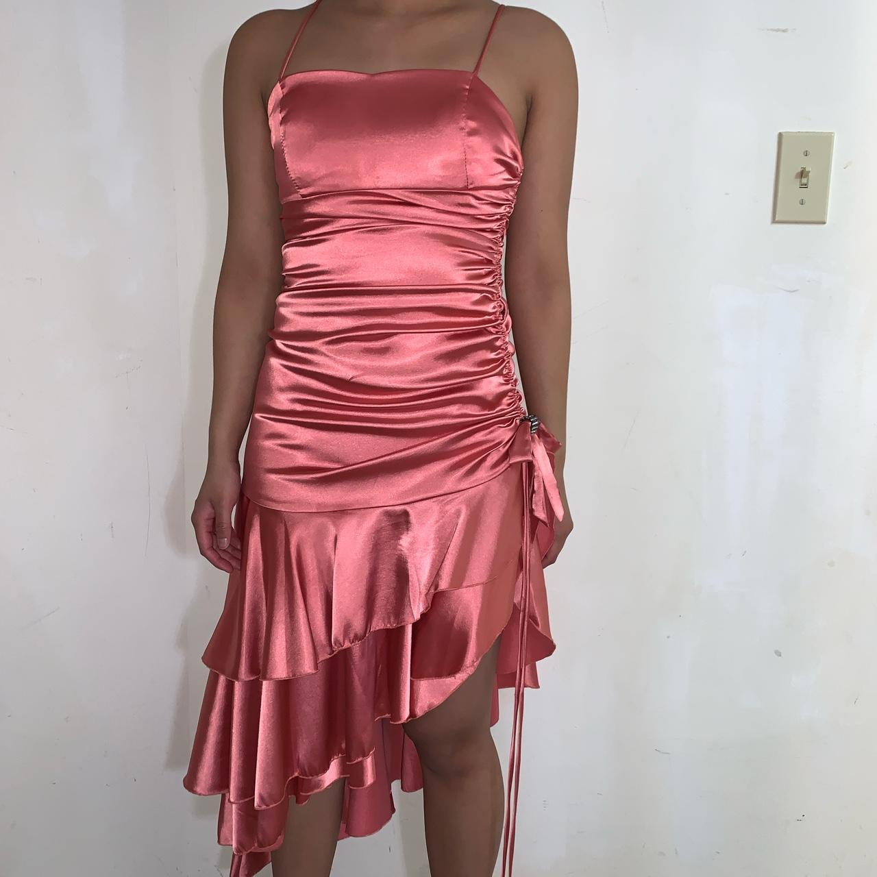 Rebecca Salmon Pink Y2K Prom Homecoming Dress Size... - Depop
