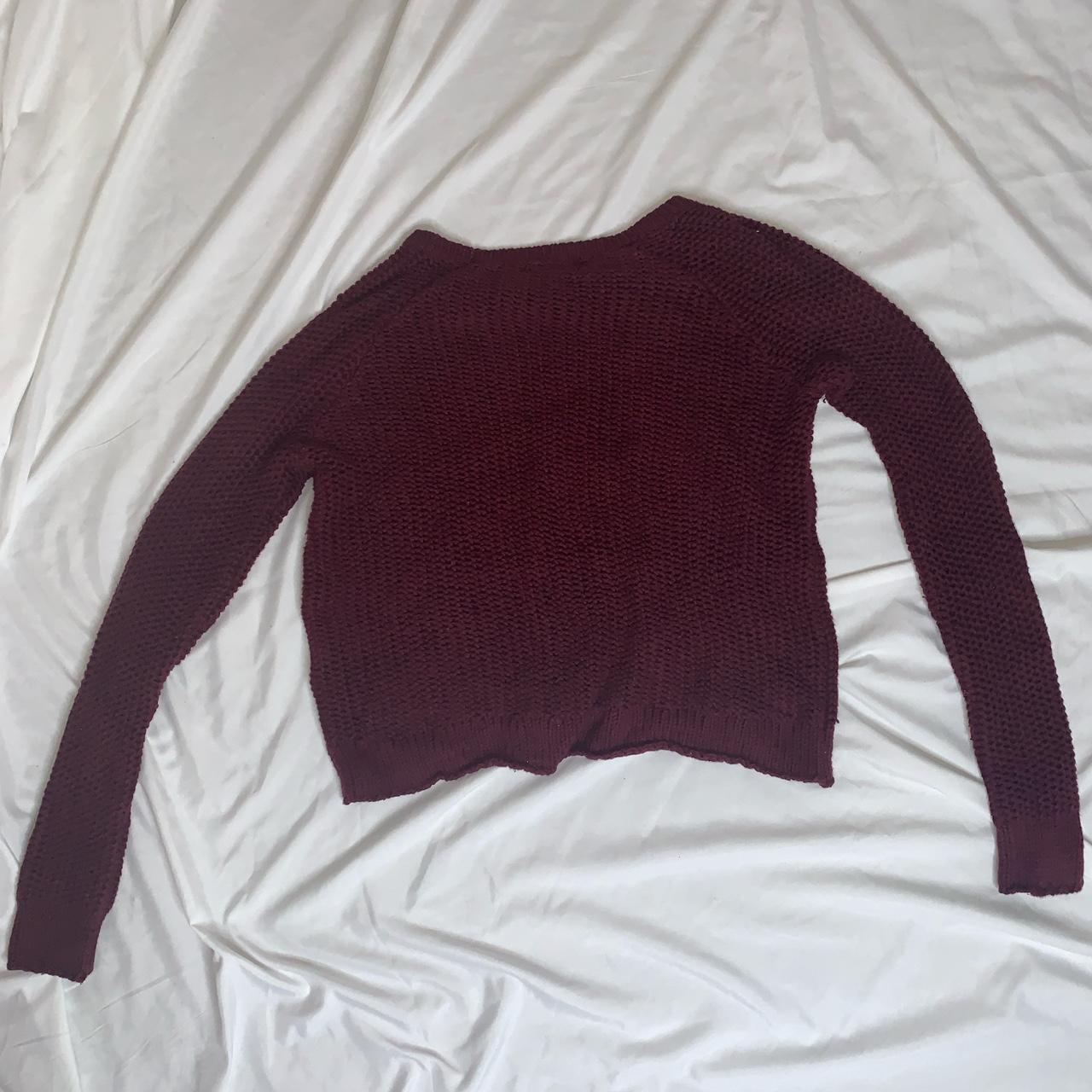 Brandy Melville One Size Cropped Burgundy Sweater Textured Open Knit Soft  Raglan