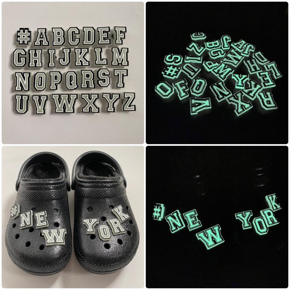 Glow in the Dark Letter Croc Charms