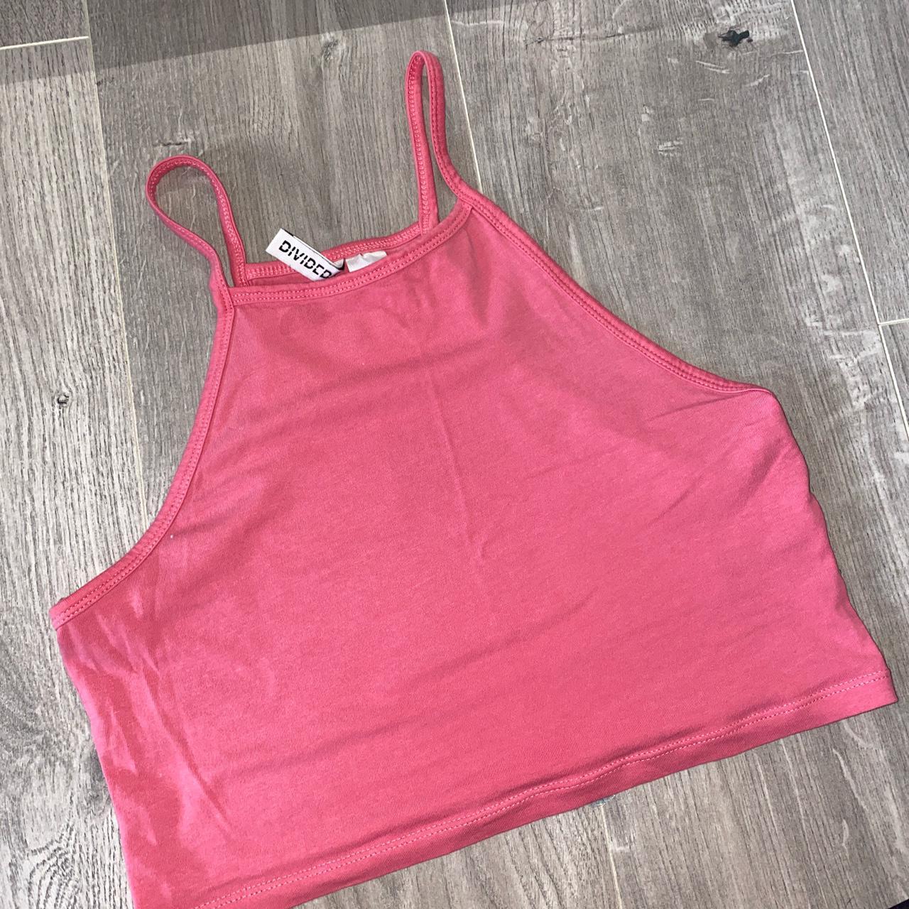 Pink H&M crop top Never worn out #new #handm #pink... - Depop