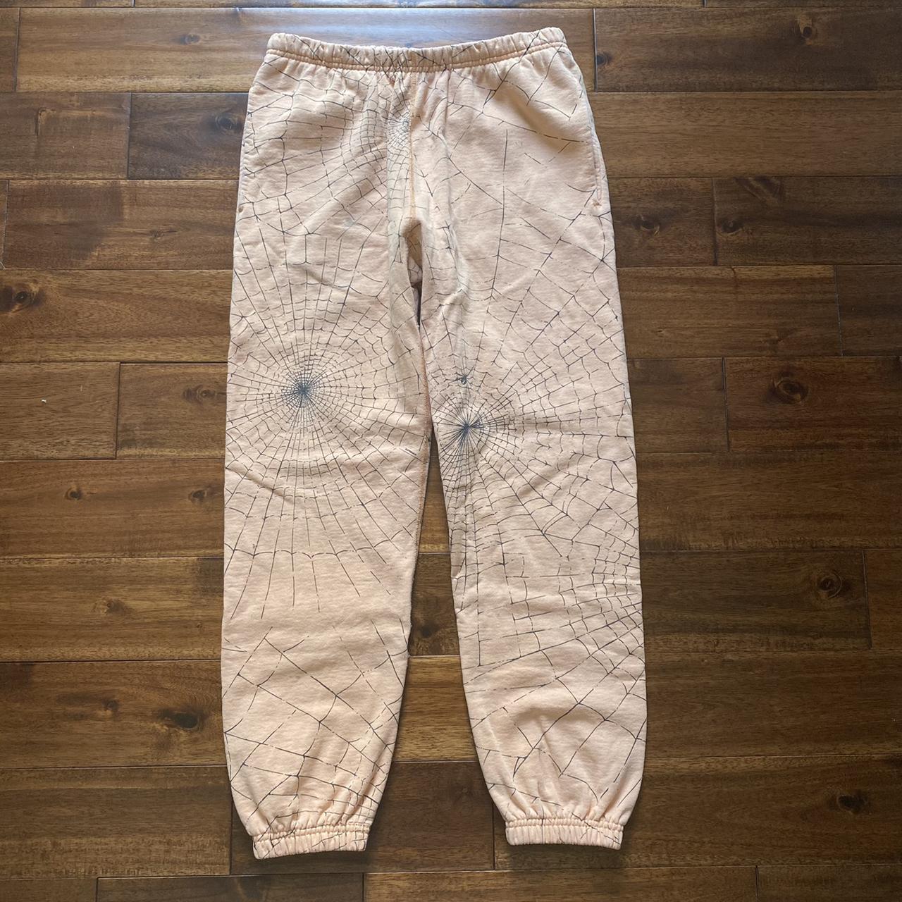 Supreme spiderweb sweatpant Color: peach Size:... - Depop