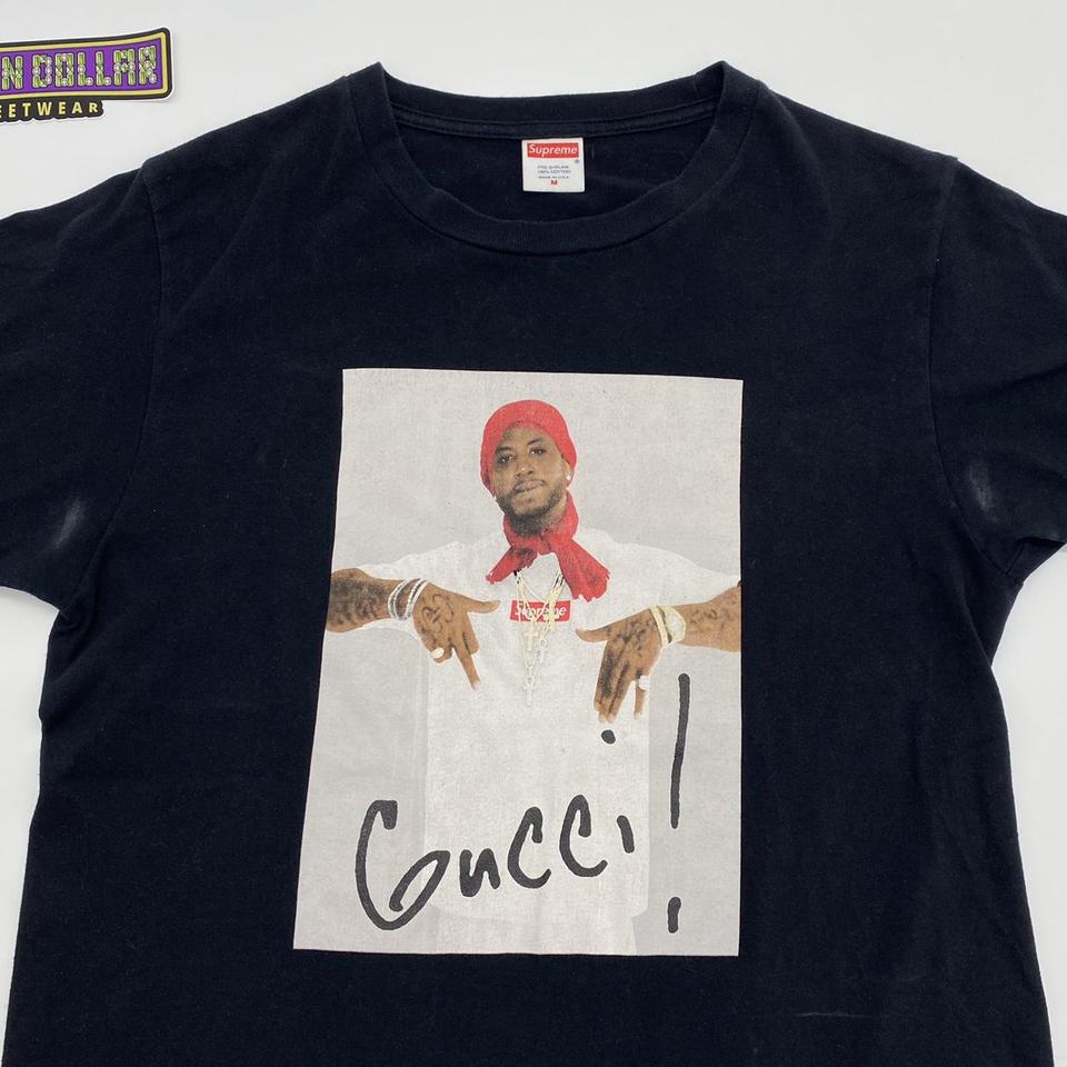 Supreme Gucci mane tee Color: black Size: medium... - Depop