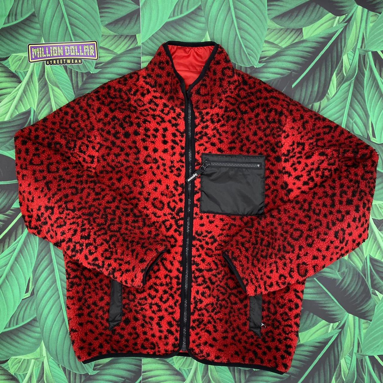 Supreme leopard fleece reversible jacket Color:... - Depop