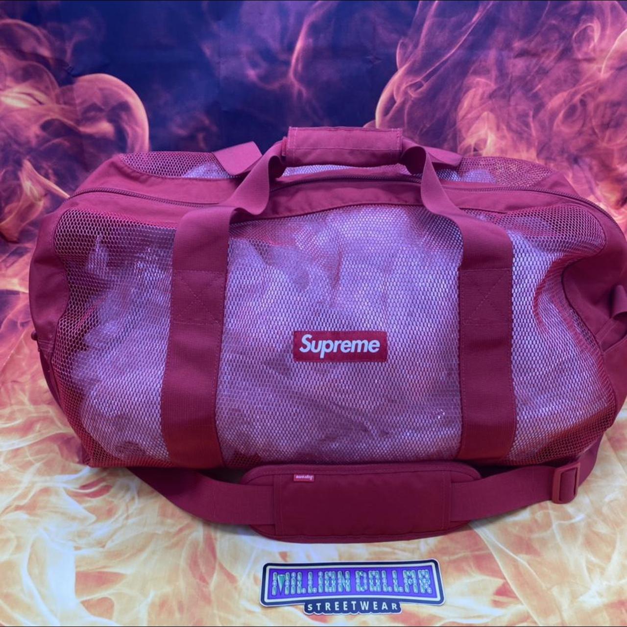 pink supreme duffle bag