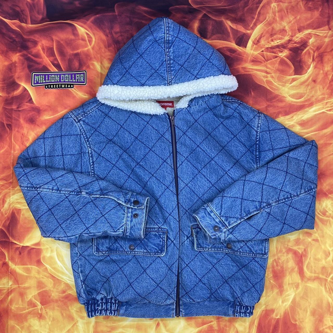 Supreme quilted denim pilot jacket Color: washed... - Depop