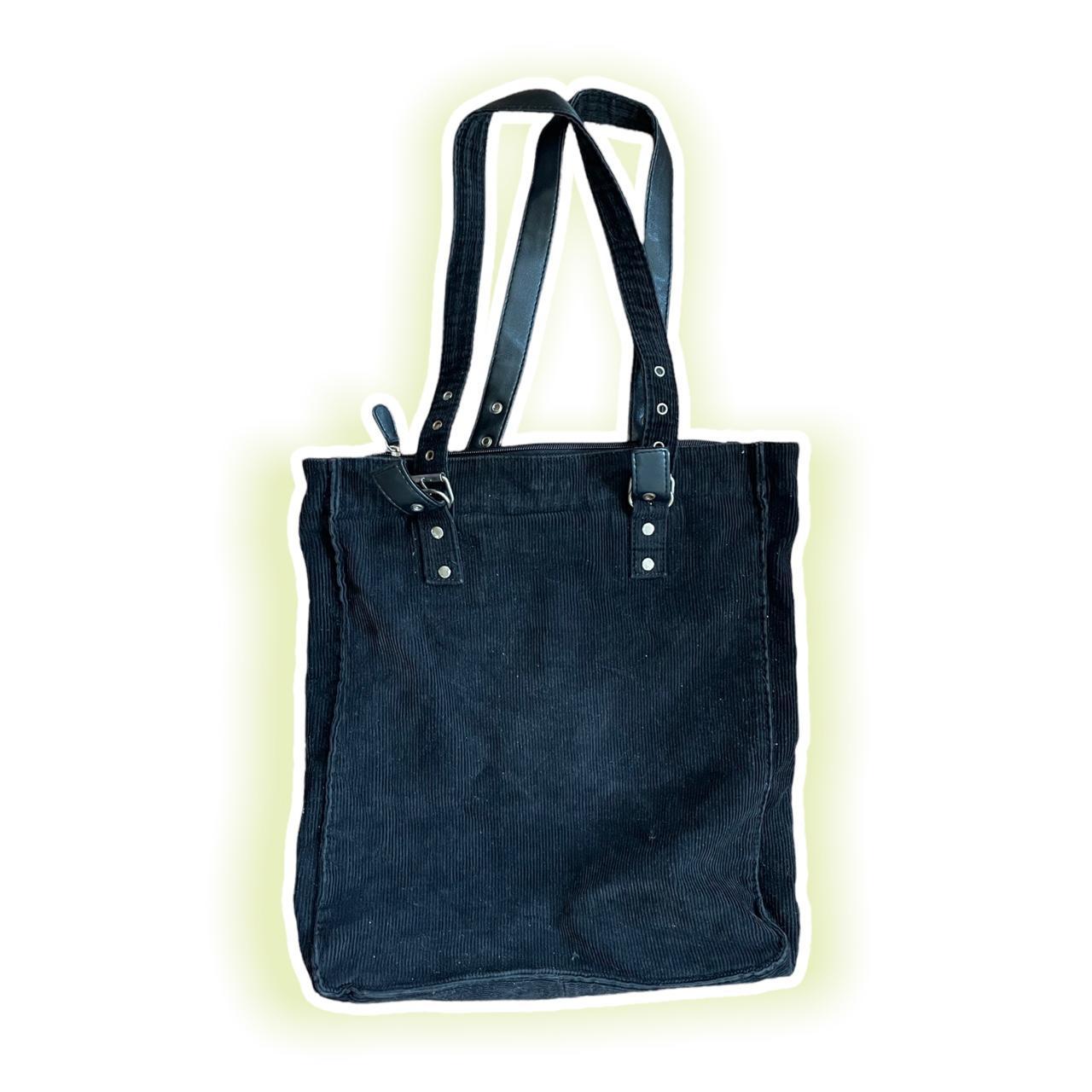 Corduroy tote style bag. Soft black cord handbag - Depop