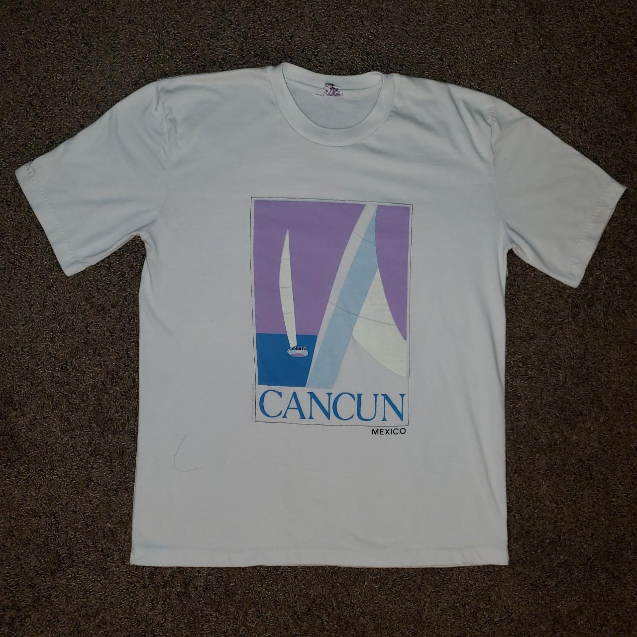 Vintage 80s 90s Cancun Mexico white tee single...