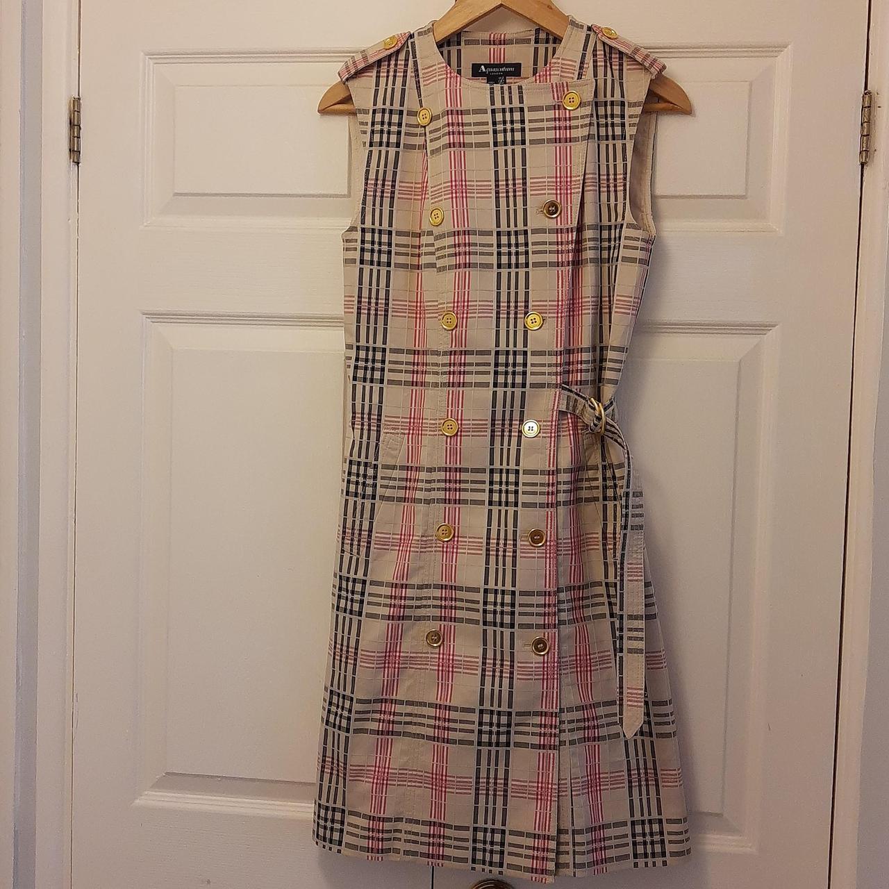 New without Tags Aquascutum check dress with gold