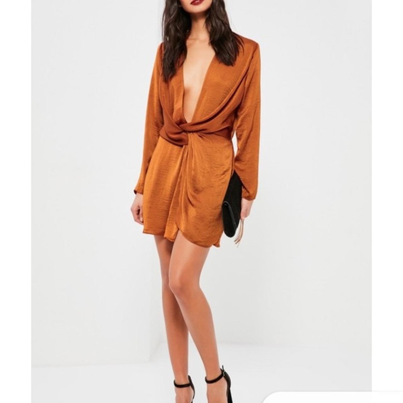 missguided orange wrap dress