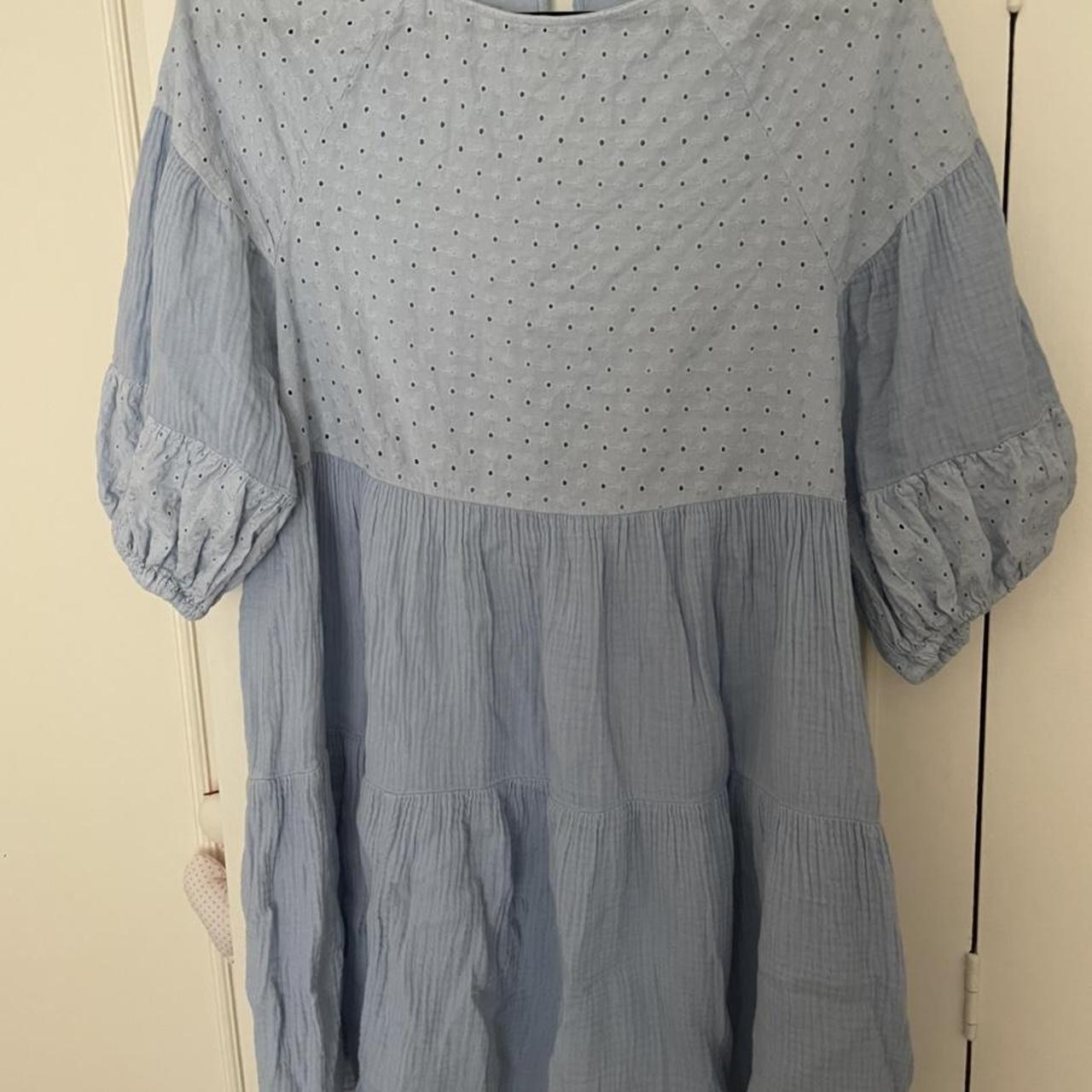 Zara Baby Blue Crochet Dress Hardly worn Comfy and... - Depop