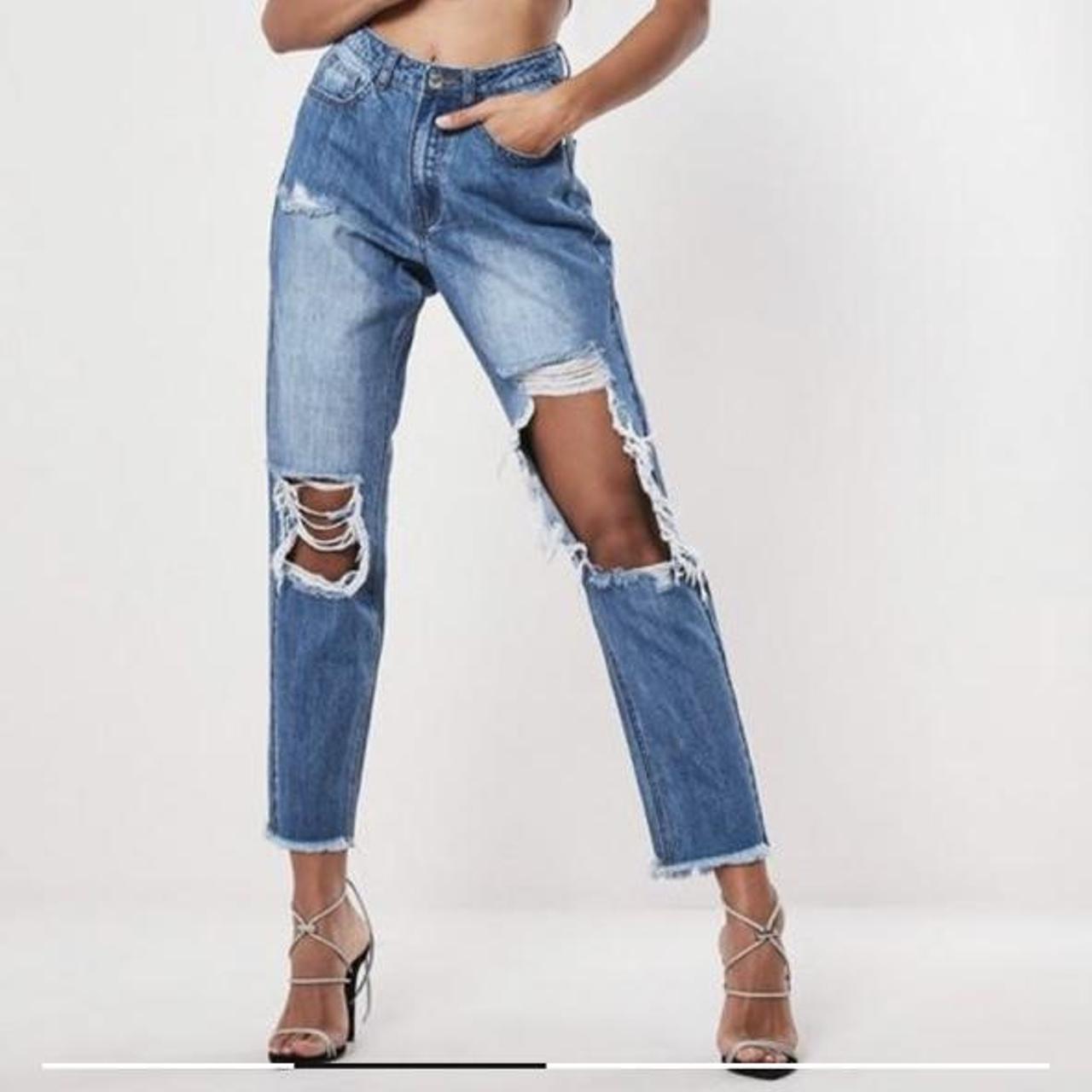 Missguided Tall blue ripped mom Size