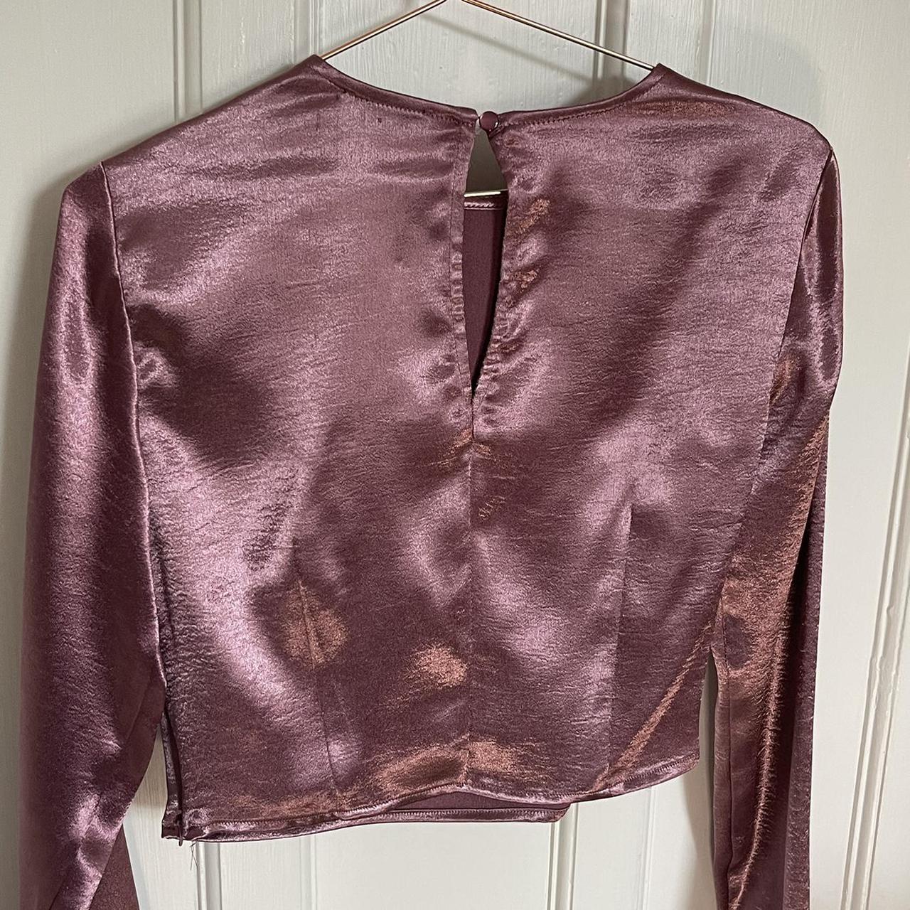 Topshop pink metallic twist front satin top. Worn a... - Depop