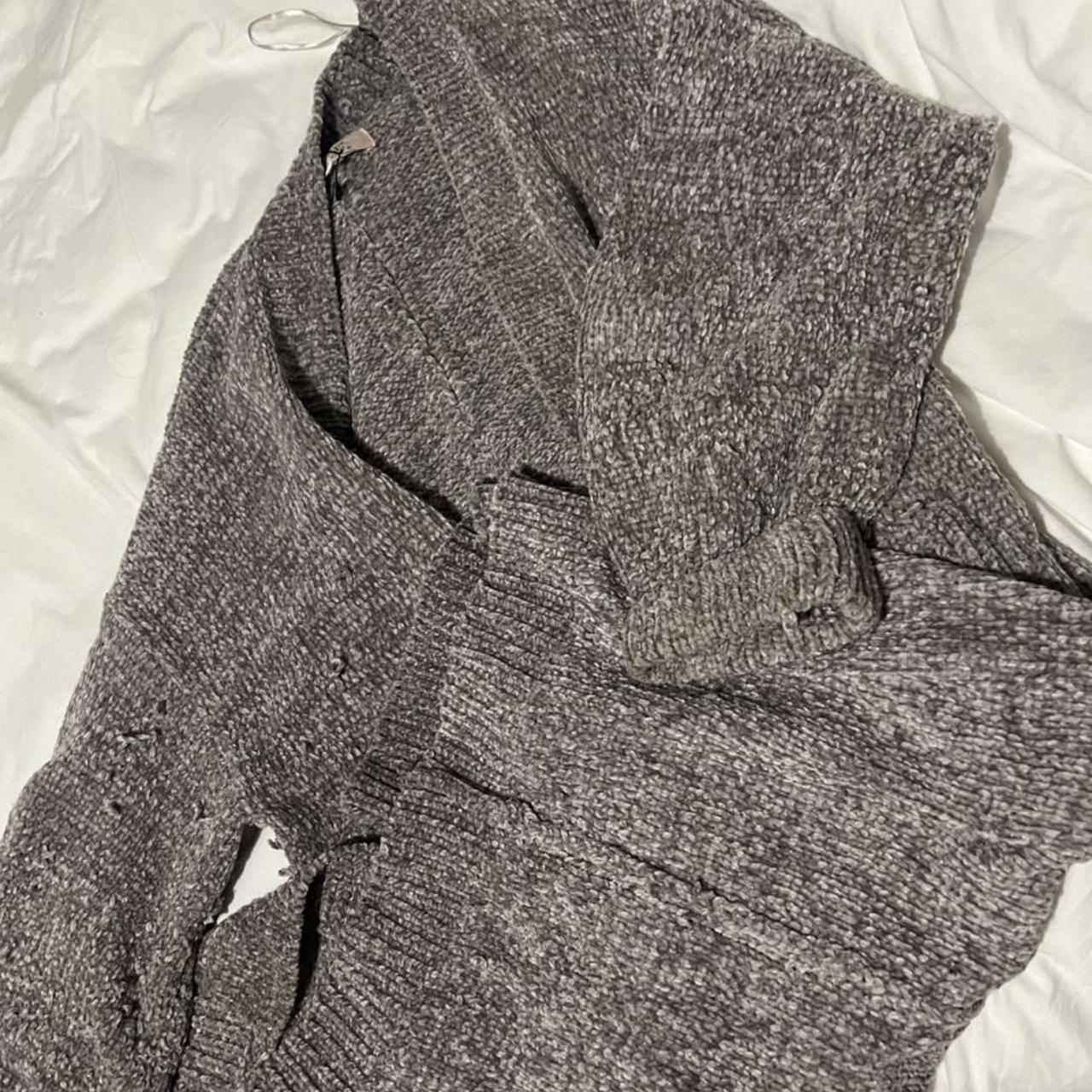 house of cb grey chenille cardigan has pulls in... - Depop