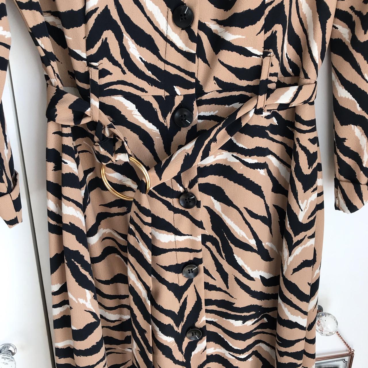 Primark zebra print smart shirt dress with loop belt