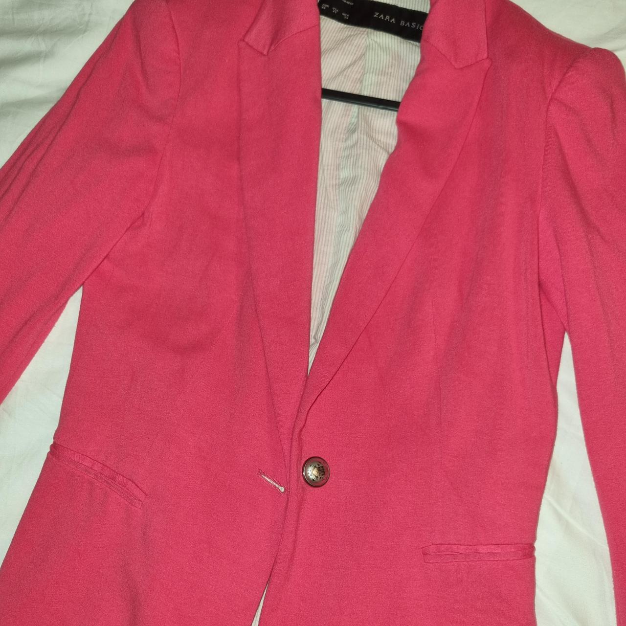Bright pink shoulder pad blazer. Tiny tiny fabric... Depop