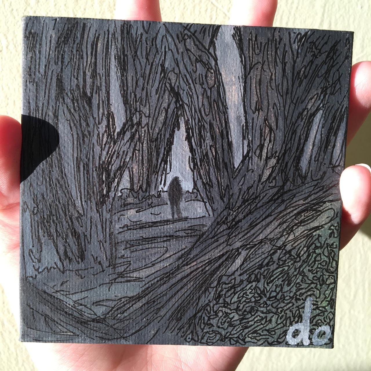 Forest painting on a 4x4 canvas  Forest painting, Painting, Canvas