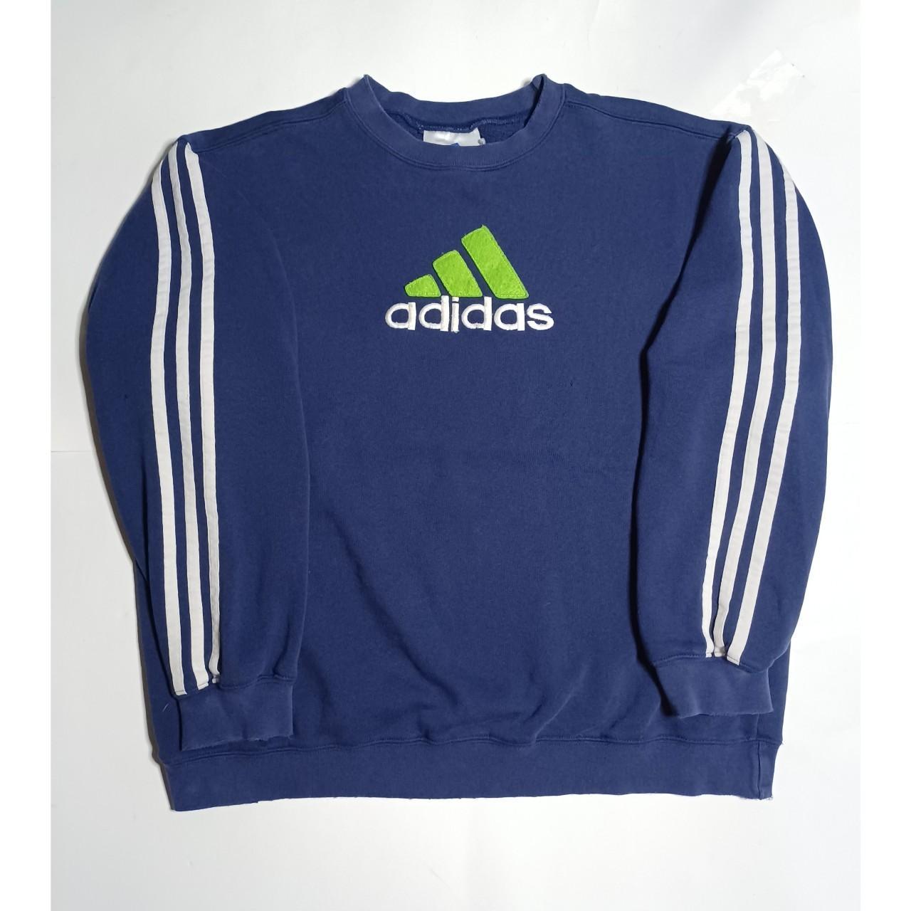 Good condition vintage Adidas navy embroidered logo... - Depop