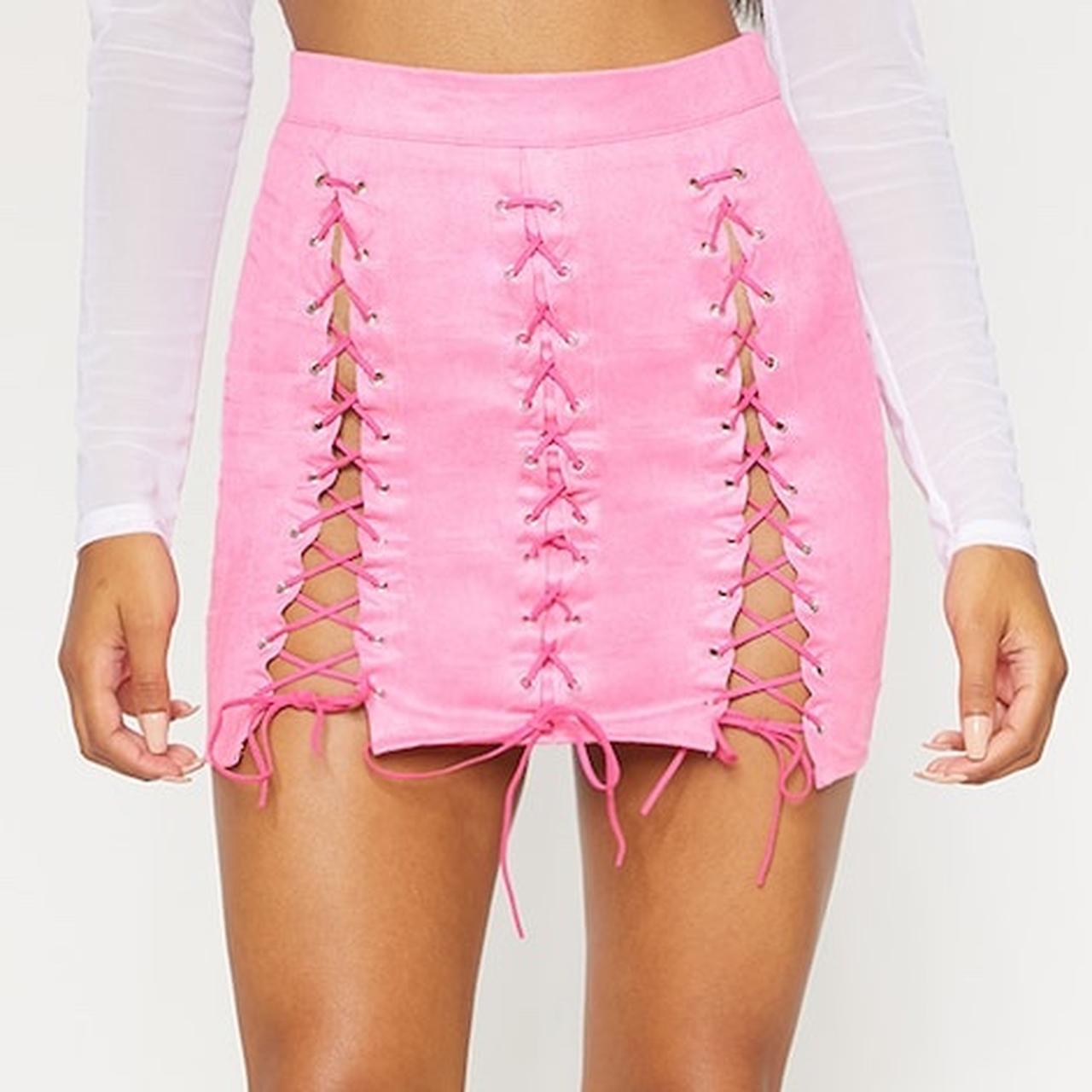 suede lace up skirt