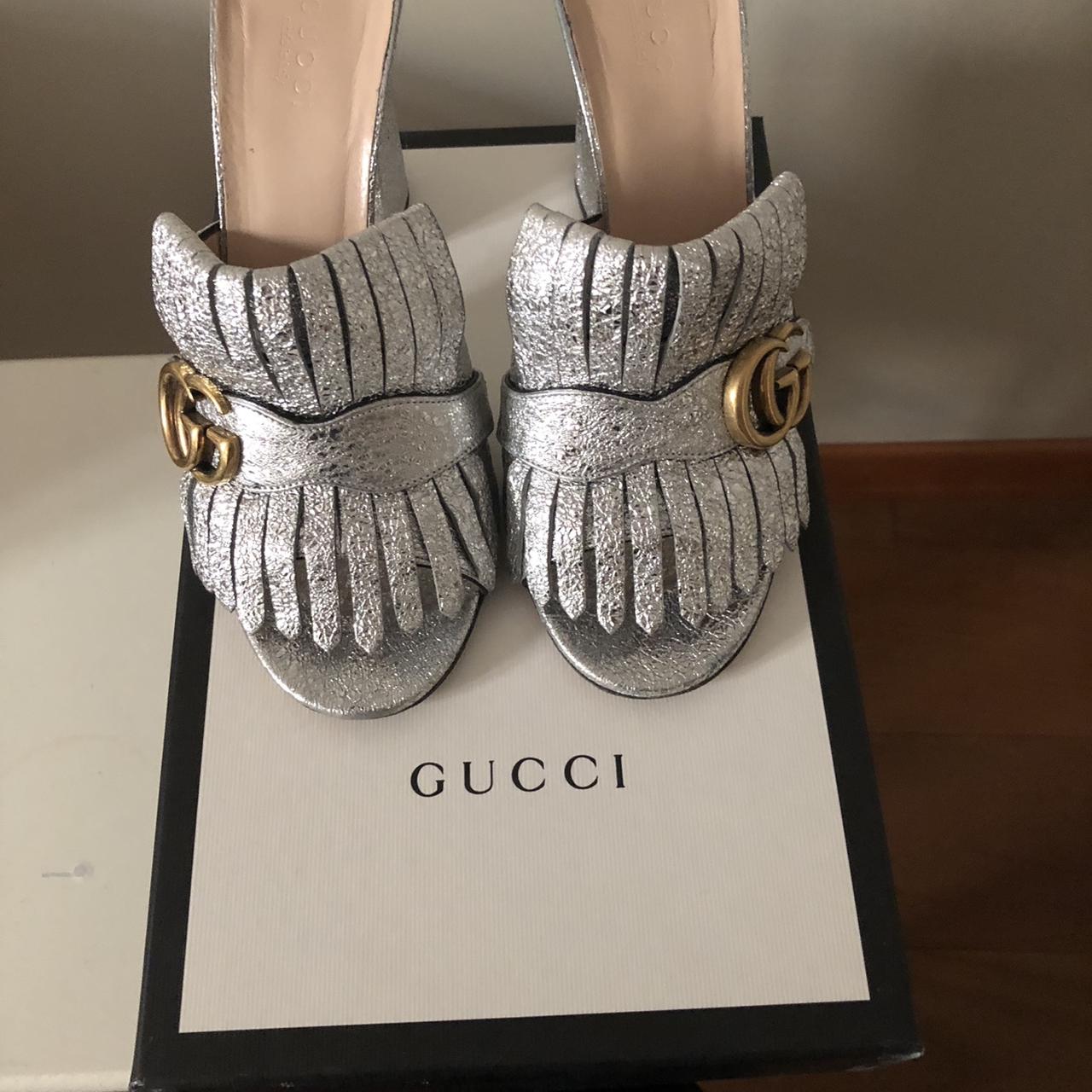 Gucci marmont 2024 mules silver