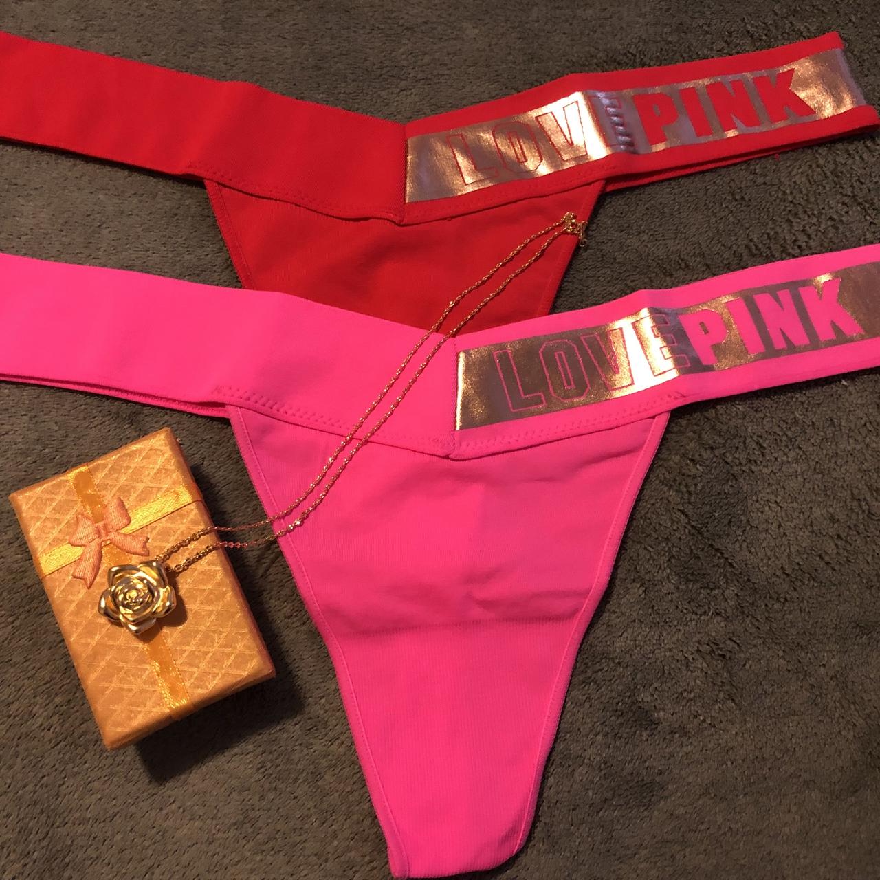 Victoria's Secret PINK velvet thong. Wide logo band. - Depop