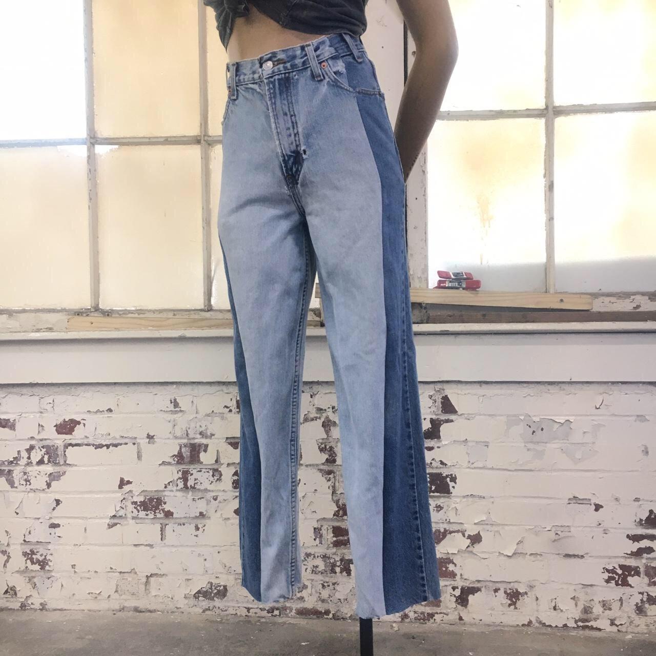 Vintage Levi’s patchwork jeans! Made to order Medium... - Depop