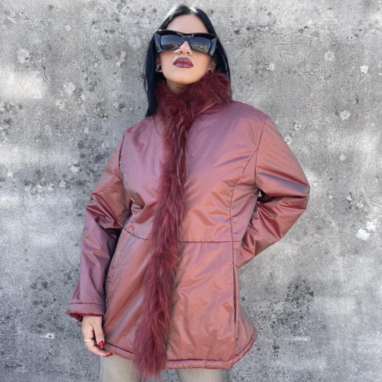 Deadstock early 2000s red iridescent puffer jacket...