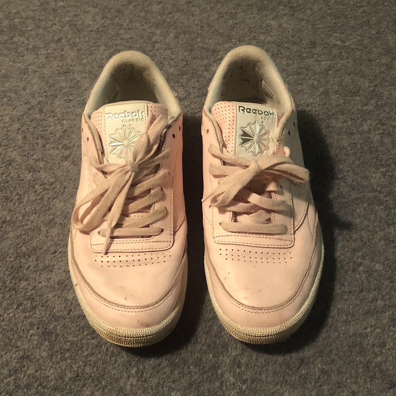 REEBOK Classic Club C85, pink leather with white... - Depop