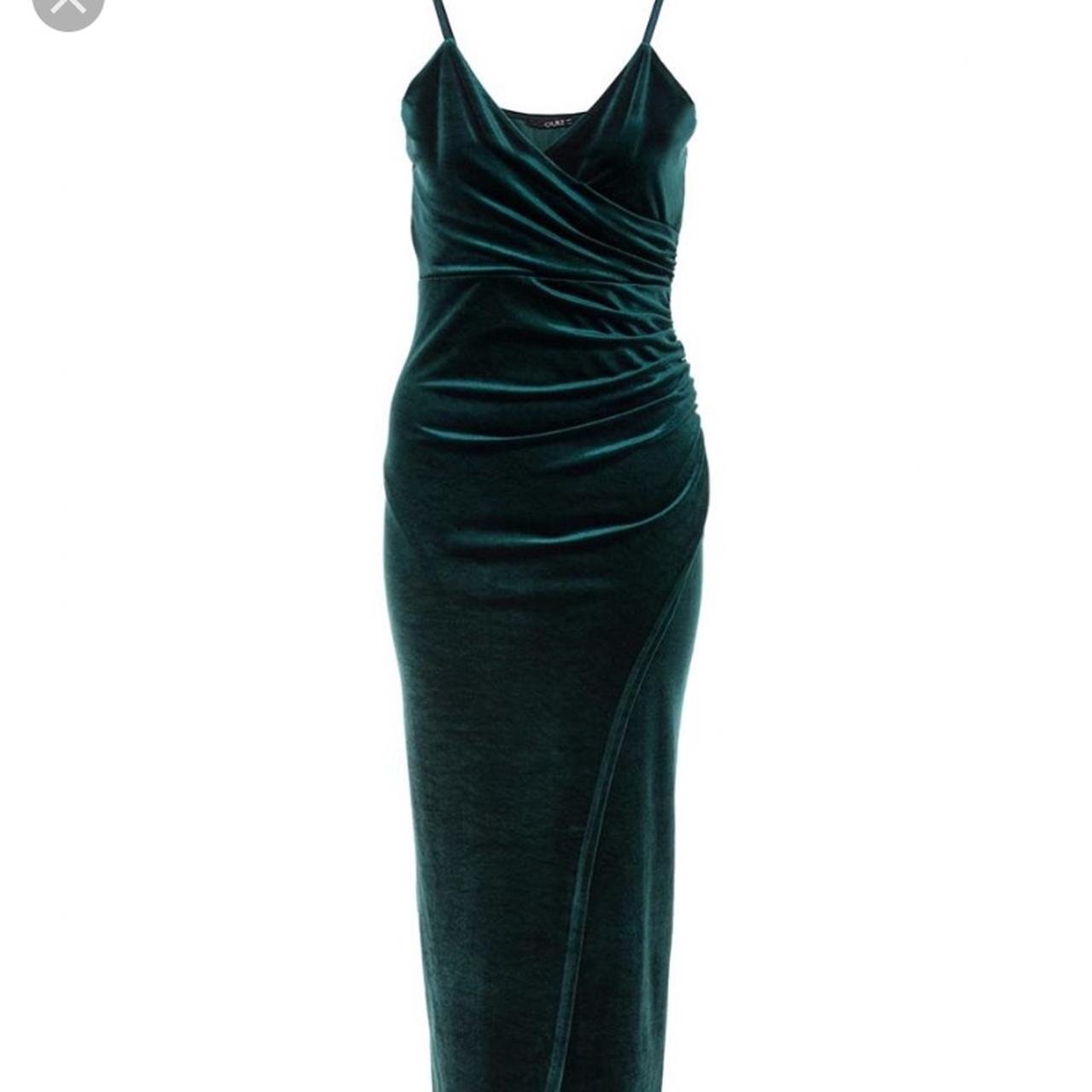 Quiz green store velvet wrap dress