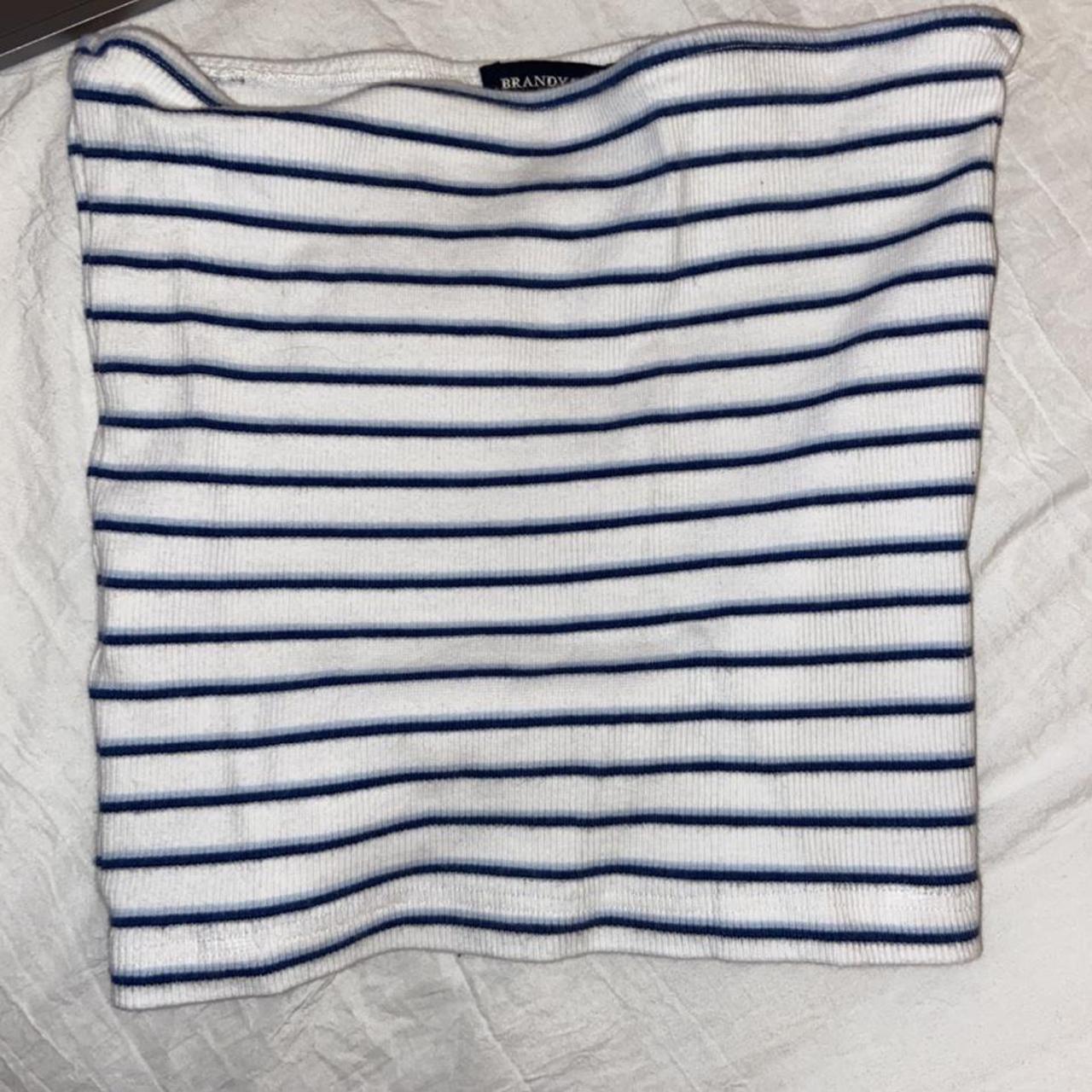 Brandy Melville white and blue striped tube top.... - Depop