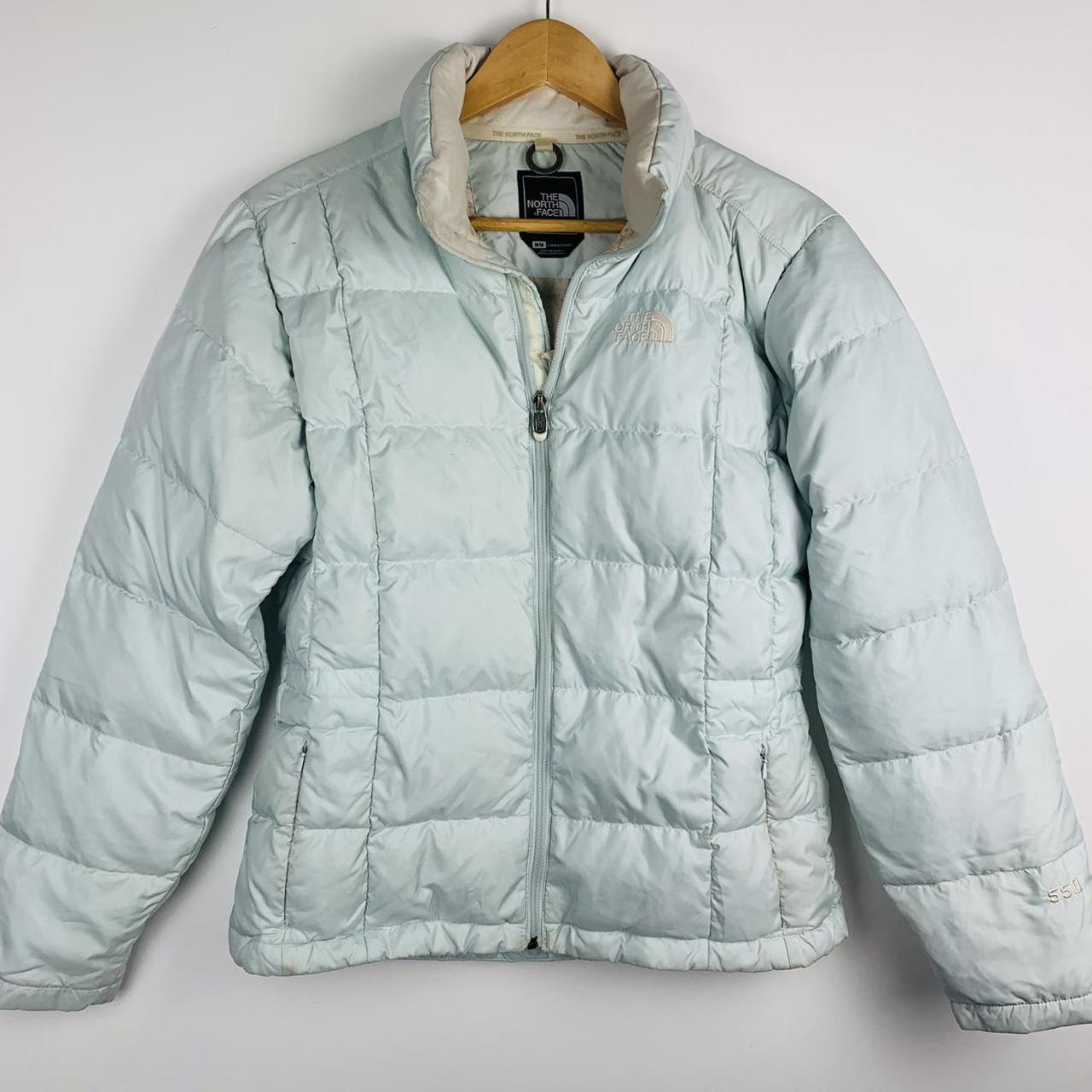 pale blue north face jacket