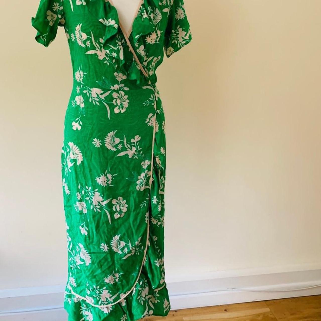 Topshop Green wrap dress, floral ...