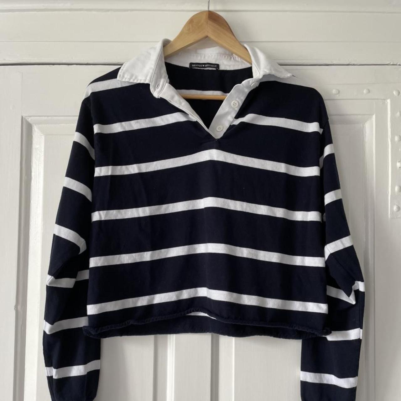 Brandy Melville cropped stripe jumper/sweater/long... - Depop