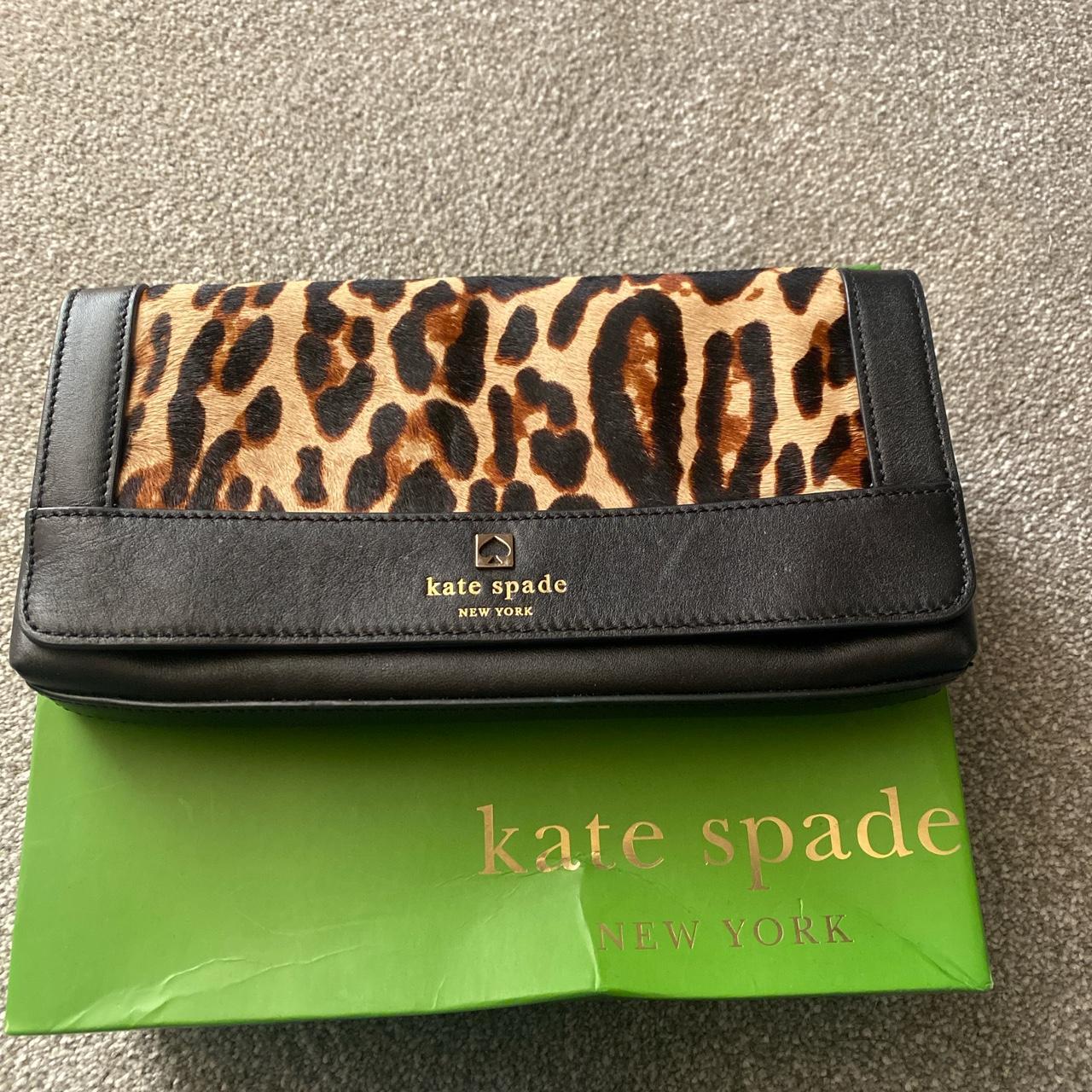 Ladies Kate Spade black leather and animal print... - Depop