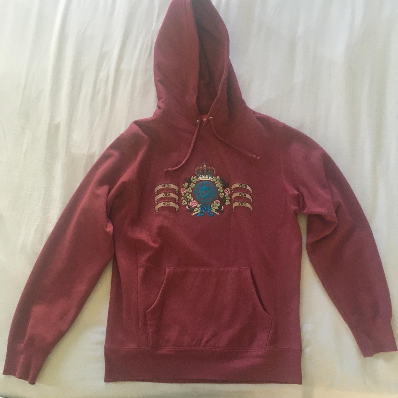 Red Supreme Vishnu Hoodie size medium Small tear on - Depop