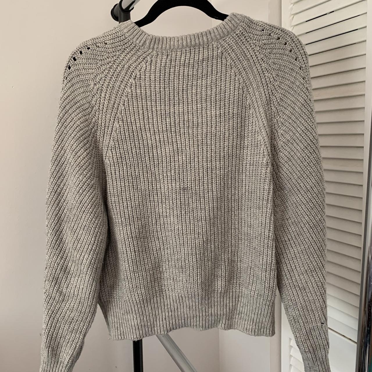 MANGO Grey Knit Round Neck Sweater size Medium Made... - Depop