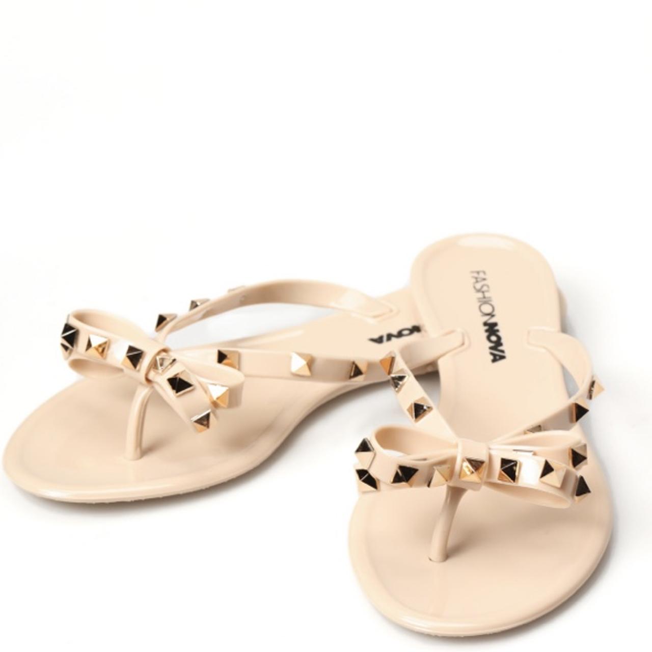 Fashion Nova studded sister blush nude sandals in... Depop