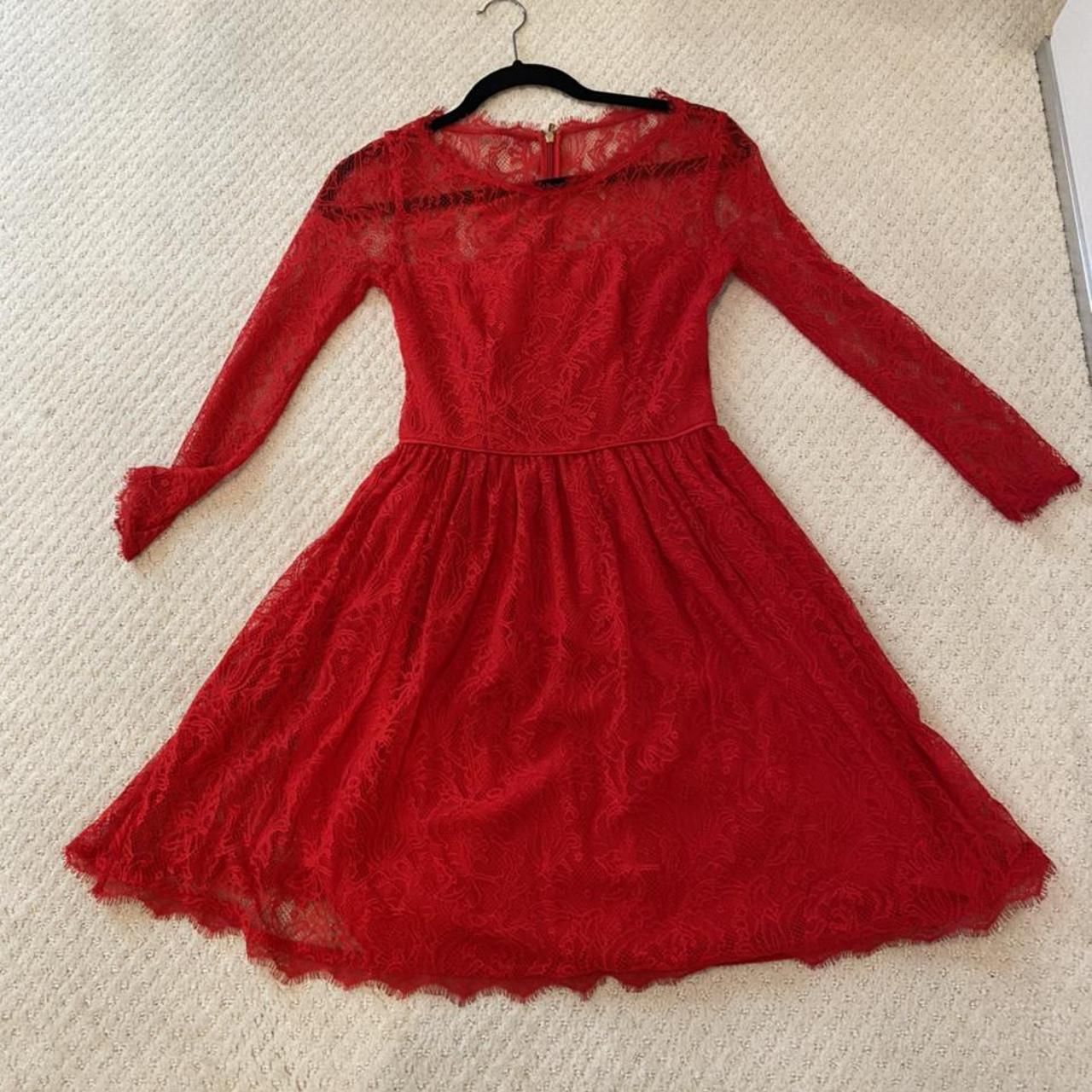 Red lace skater dress online