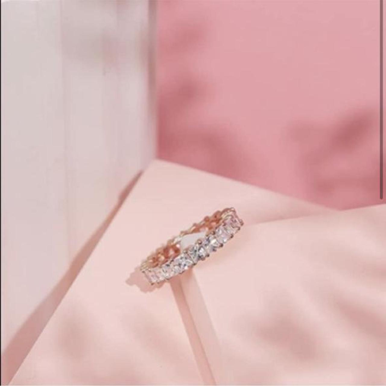 14K Rose Gold Plated Cubic Zirconia Ring rose gold... Depop