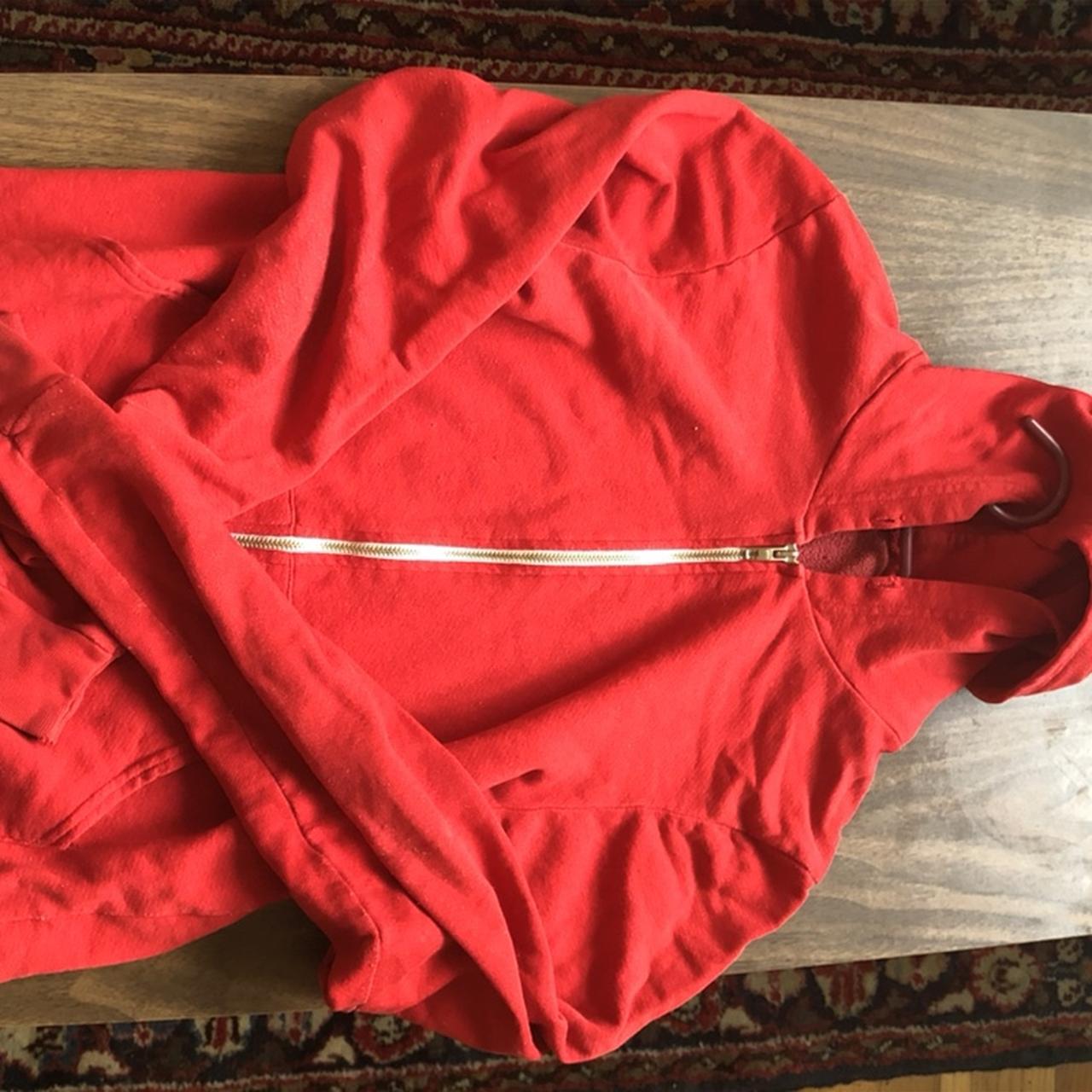 American Apparel hoodie, red, size small, zip-up. :) - Depop