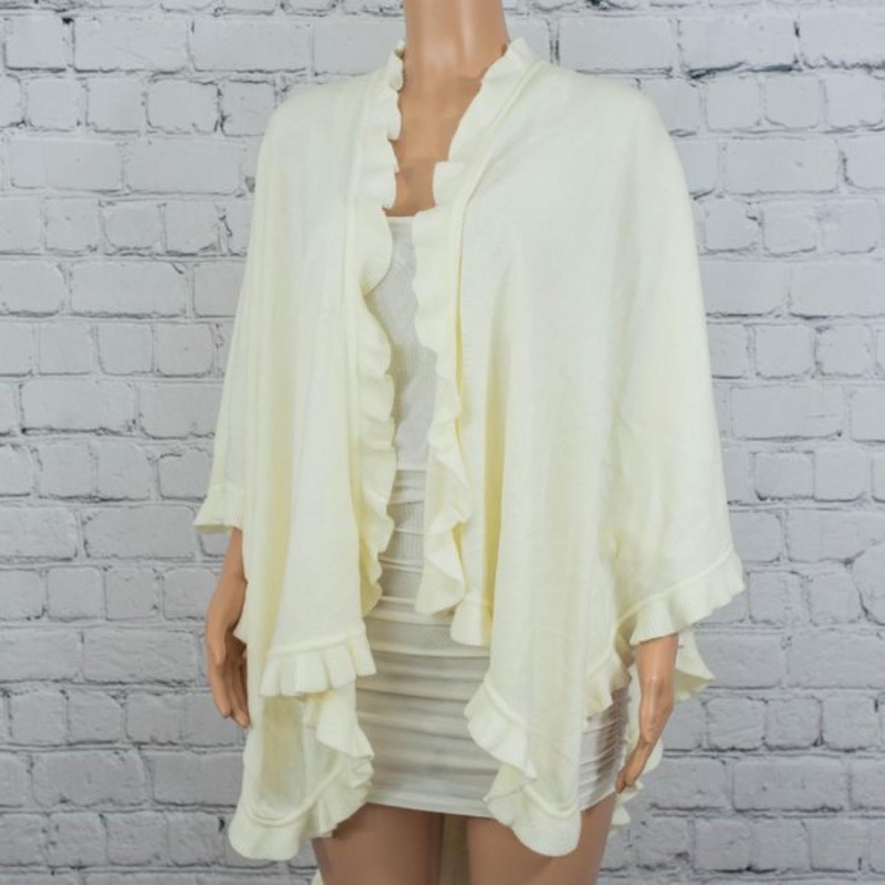 Collection Eighteen off white ruana wrap shawl open... Depop